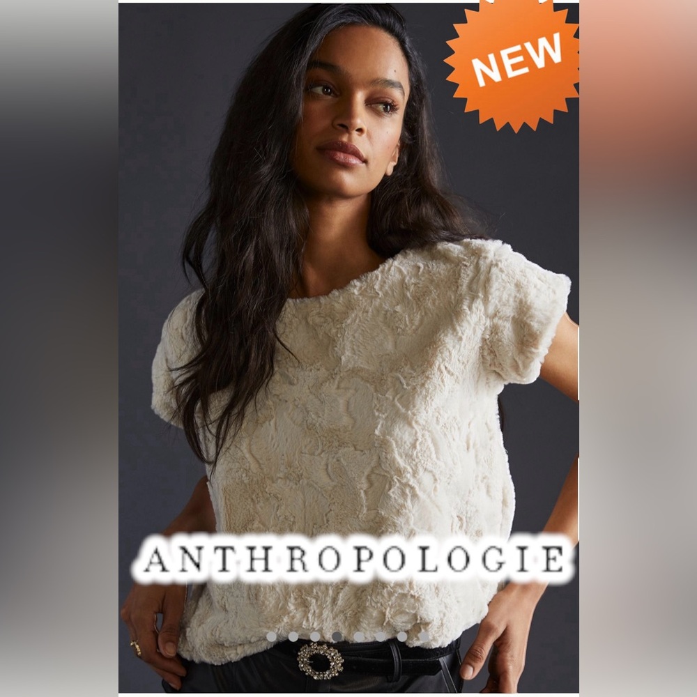 NEW with tags Maeve for Anthropologie 🤍 Faux Fur Tee size medium
